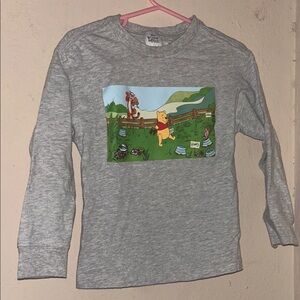 Disney Gray Long Sleeve Kids Shirt with Winnie the Pooh Print